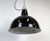 Black Industrial Black Enamel Factory Lamp with Cast Iron Top, 1950s For Sale - Image 8 of 16
