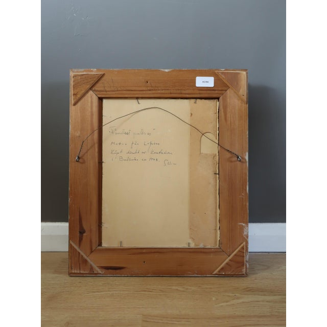 Purple Mid-Century Modern 'She Who Reaches' Vintage Original Swedish Expressive Interior Figurative Oil Painting, Framed For Sale - Image 8 of 8