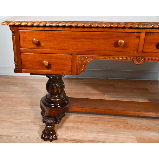 1880s Antique American Empire Mahogany Partner Writing Desk / Office Desk For Sale - Image 4 of 13