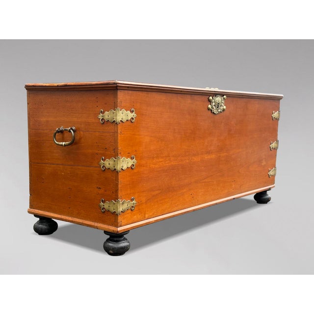 Large 18th Century Walnut Colonial Chest with Brass Hardware, 1780s For Sale - Image 10 of 11
