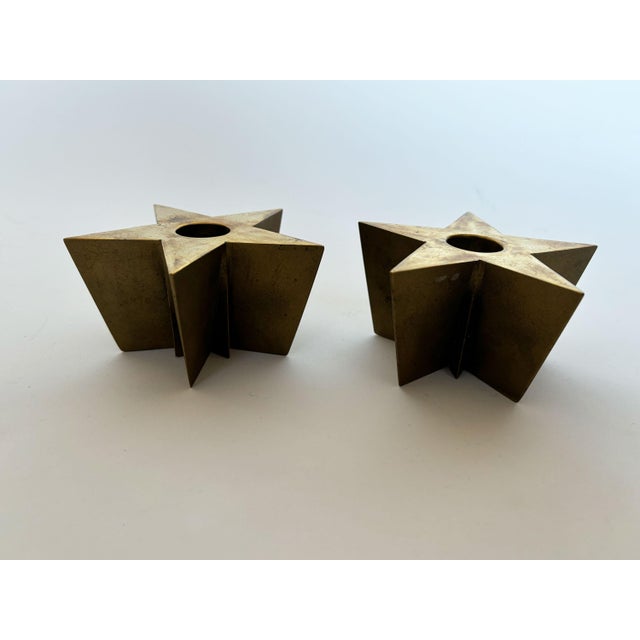 Mid-Century Modern 1960s Vintage Mid Century Modern Atomic Star Reversible Candlestick Holders - Set of 2 For Sale - Image 3 of 7