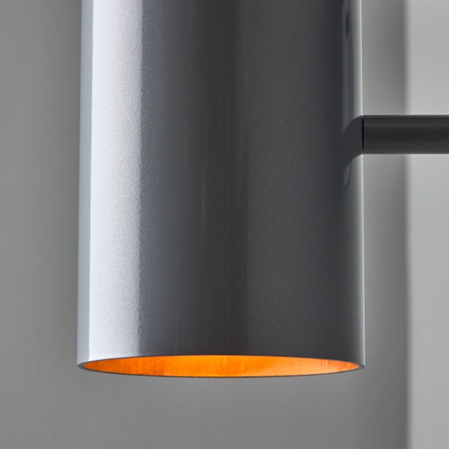 Metal Pair of Large Hans-Agne Jakobsson C627 'Rulle' Outdoor Sconces in Painted Silver For Sale - Image 7 of 11