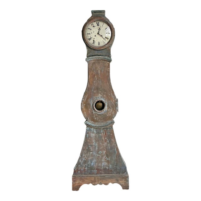 Vintage Patinated Gustavian Grandfather Clock For Sale