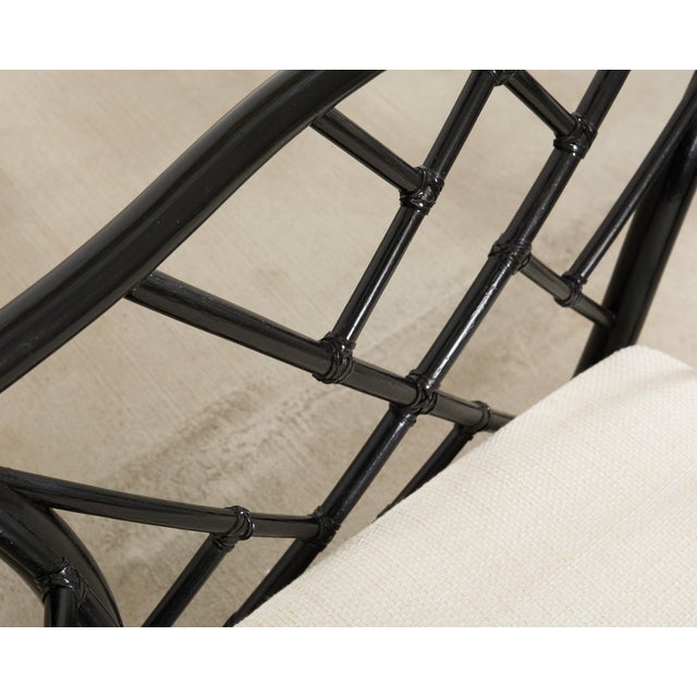 McGuire Rattan Chinese Chippendale Lacquered Lounge Chair For Sale - Image 11 of 18