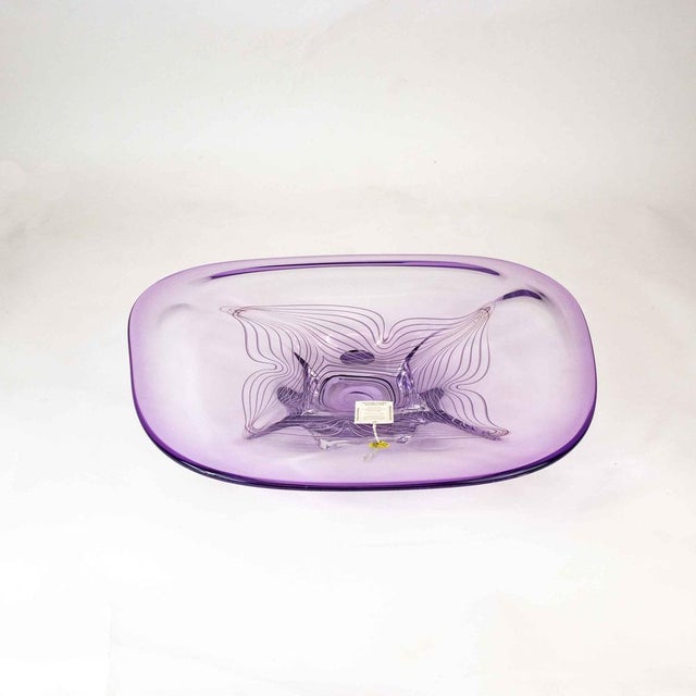 Glass Large Neodymium Glass Bowl by Adam Jablonski, Poland, 1970s For Sale - Image 7 of 14