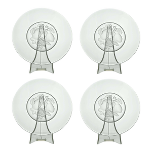Mid 20th Century Val Saint Lambert Crystal Salad Plate With Frosted Intaglio Design of Fruits Signed - Set of 4