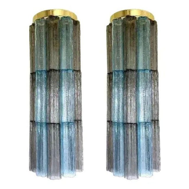 Grey and Light-Blue Murano Glass Tronchi Sconces by Simoeng, Set of 2 For Sale - Image 11 of 11