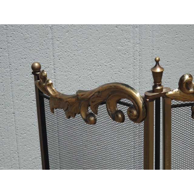 Vintage French Country Metal & Mesh Gold Fireplace Screen For Sale - Image 13 of 15