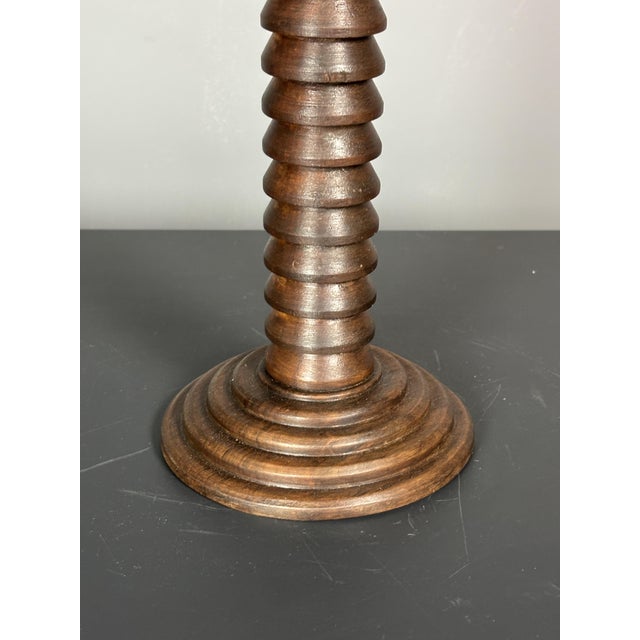 Charles Dudouyt Brutalist French Wood Turned Mushroom Table Lamp in the style of Charles Dudouyt, 1950s For Sale - Image 4 of 12