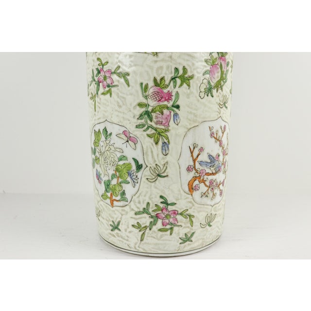Late 20th Century Hand Painted Famille Rose Umbrella Stand For Sale In Kansas City - Image 6 of 10
