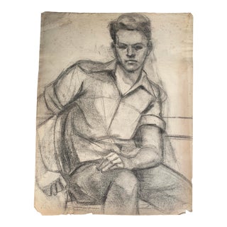 1940s Charcoal Drawing of a Young Man by McKee For Sale