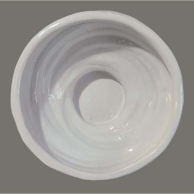 Ceramic Vintage Mid-Century Modern White Ceramic Large Vortex Bowl For Sale - Image 7 of 8