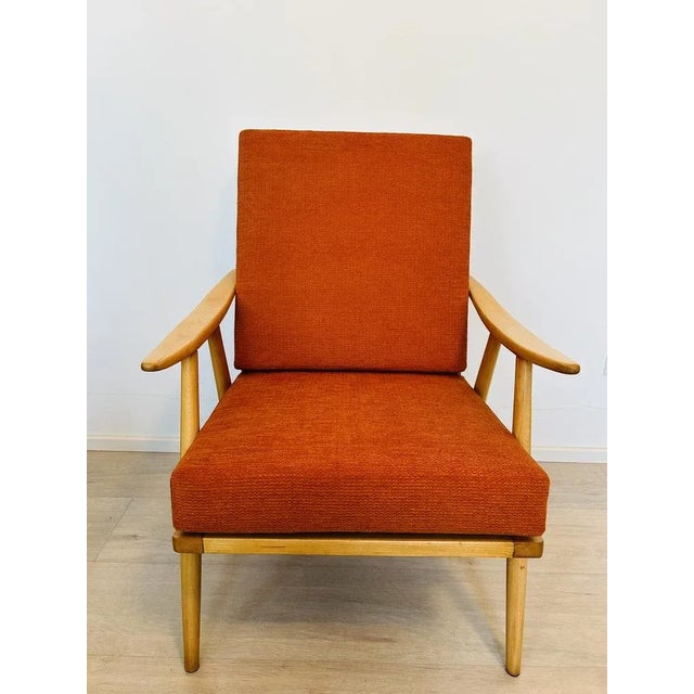 Mid-Century Modern Orange Boomerang Armchair from Ton, Former Czechoslovakia, 1960s For Sale - Image 3 of 11