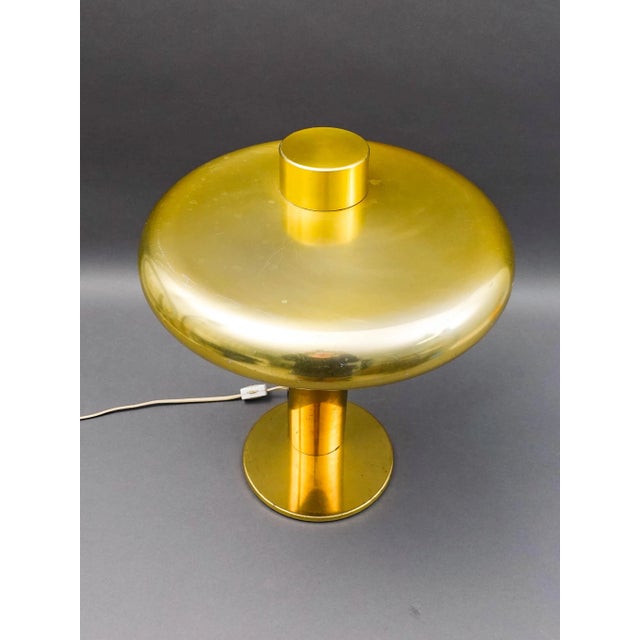 Metal Pierre Cardin Style Vintage Modernist Brass Table Desk Lamp For Sale - Image 7 of 10