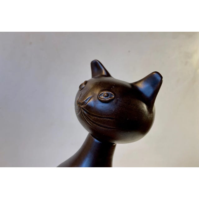 Ceramic Scandinavian Glazed Ceramic Cat Vase by Bjerre, 1970s For Sale - Image 7 of 11