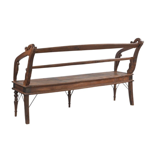 Antique Indian Teakwood Bench For Sale - Image 4 of 4