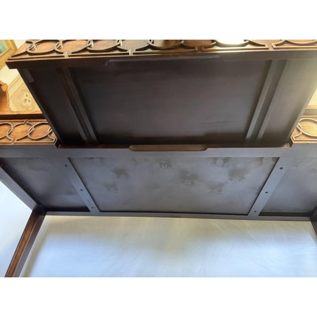 Theodore Alexander Mahogany Console Table With Center Drawer and Circular Pattern Apron For Sale - Image 17 of 17
