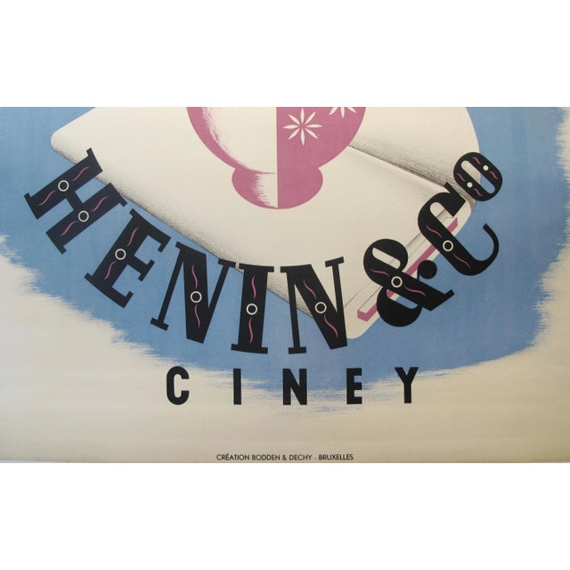Mid-Century Modern 1950s Original Belgian Advertising Poster, Henin & Co For Sale - Image 3 of 7