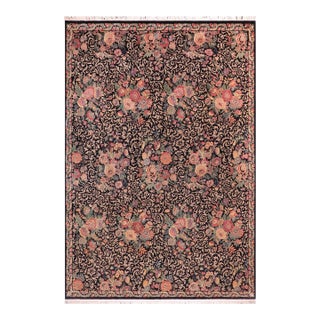 Elegant Botanical Akbar Pak-Persian Black/Black Wool Rug - 9'2'' X 12'5'' For Sale