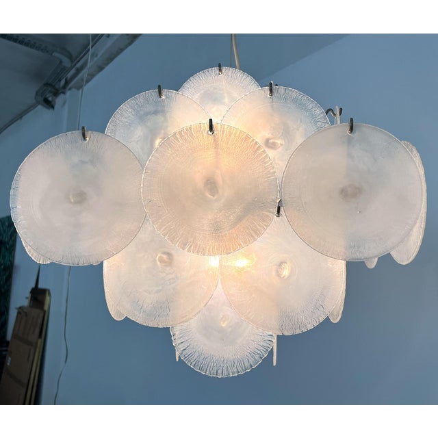 Cream Italian Murano Glass and Nickel Chandelier by Carlo Nason for Mazzega, 1970s For Sale - Image 8 of 17