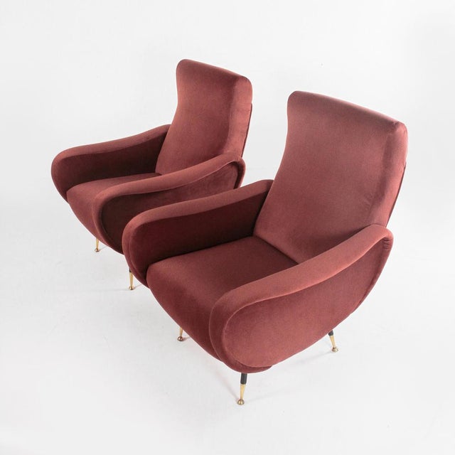 Italian Armchairs in Brick Red Velvet, 1960s, Set of 2 For Sale - Image 13 of 13