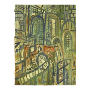 Unknown, Abstract Expressionist Streets of Jerusalem Israeli Painting, 1950