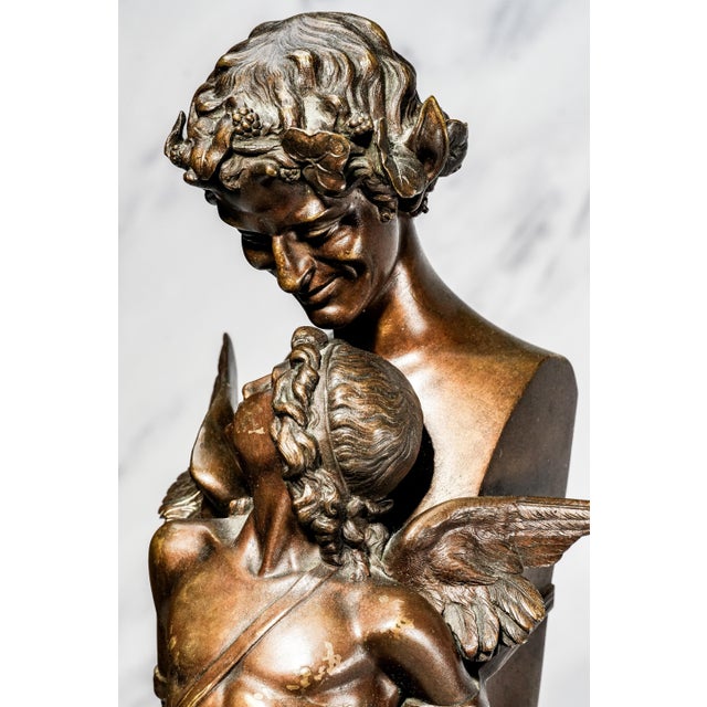 Amazing Large Antique French Bronze Statue After Félix Sanzel L’Amour Captif Cupid & Allegorical Neoclassical Figure Sculpture For Sale - Image 4 of 17