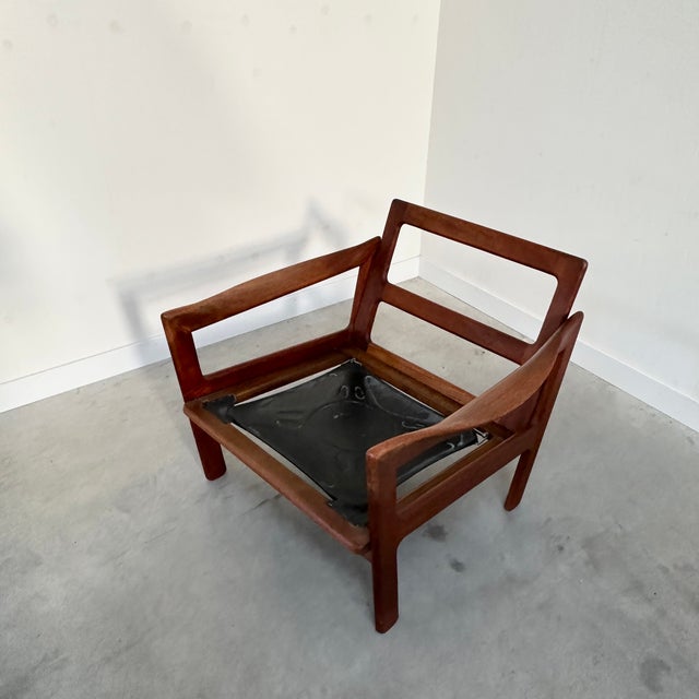 Black Leather Chair by Illum Wikkelso for Niels Eilersen, Denmark, 1960s For Sale - Image 6 of 9