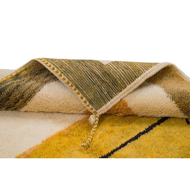 Modernist Color-Block Hand-Knotted Moroccan Wool Rug | 9'11" X 6'9" | One of a Kind For Sale - Image 4 of 7