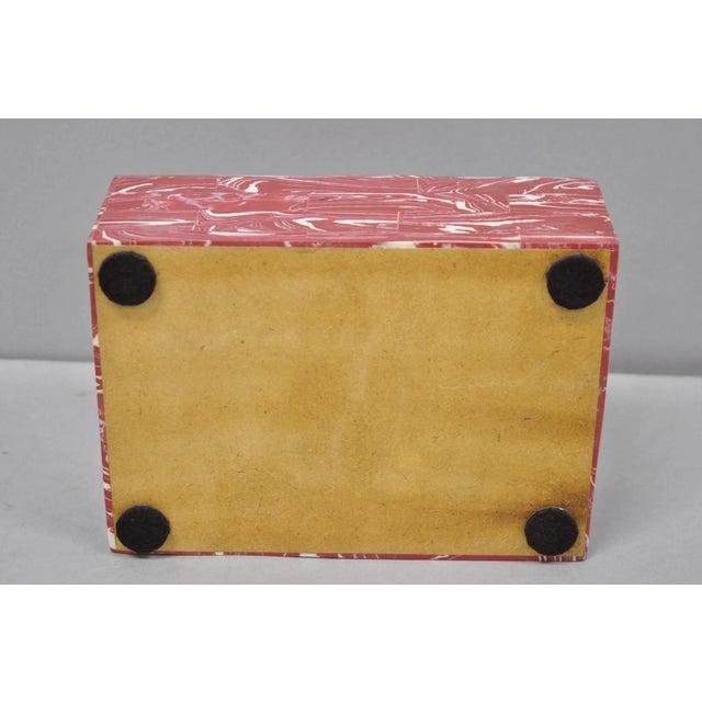Modern Lava Marble Inlay Pink Coral Covered Jewelry Trinket Box by Current Home For Sale - Image 13 of 15
