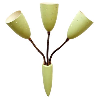 Italian Green Brass Sconce, 1950s For Sale