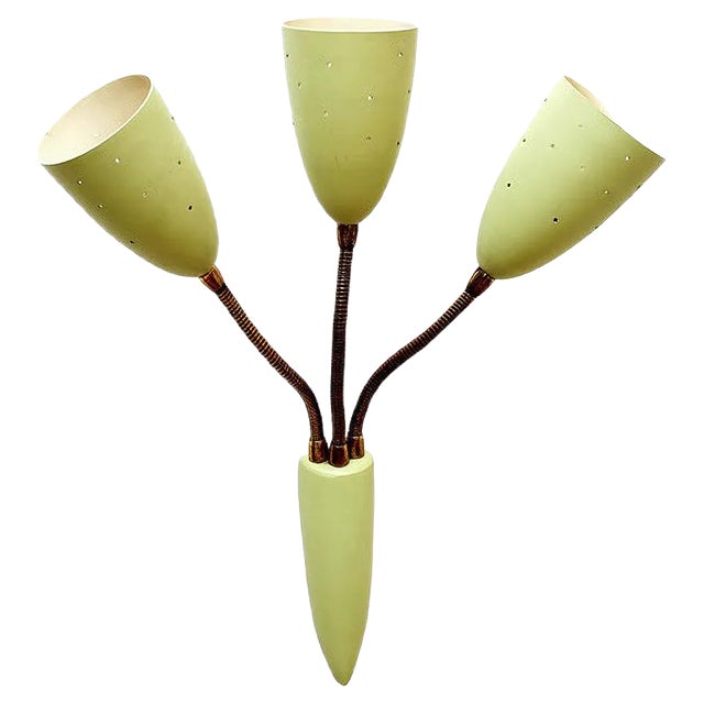 Italian Green Brass Sconce, 1950s For Sale