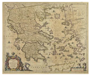 Johannes Janssonius, Antique Map of Greece, Etching, 1650s