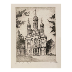 1960s Wiesbaden Germany St Elizabeth's Church Etching
