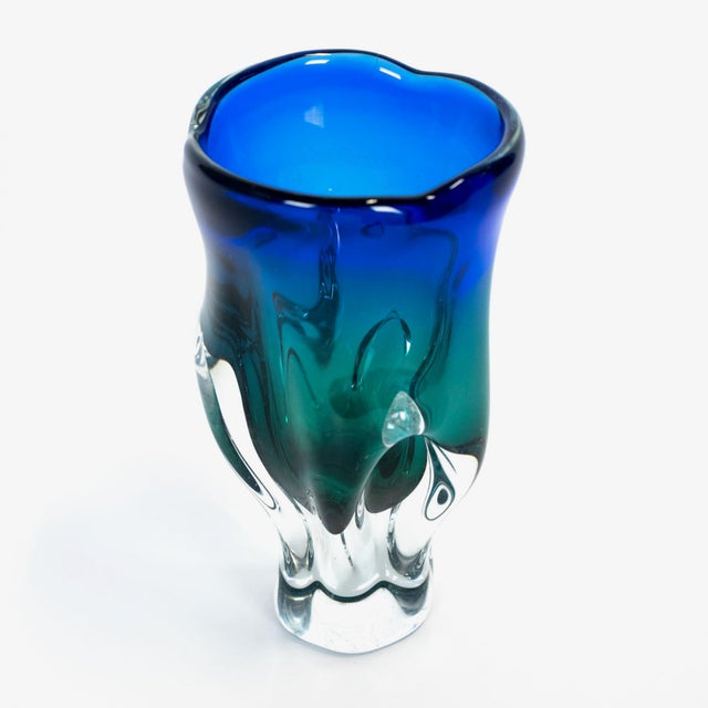 This European art glass vase is of unknown make; possibly Murano or Czech. It is in good vintage condition. 4 1/4" L x 3...