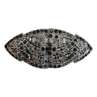 Vintage Coro Duette Art Deco Rhodium Plated Double Dress and Shoe Clip Brooch For Sale