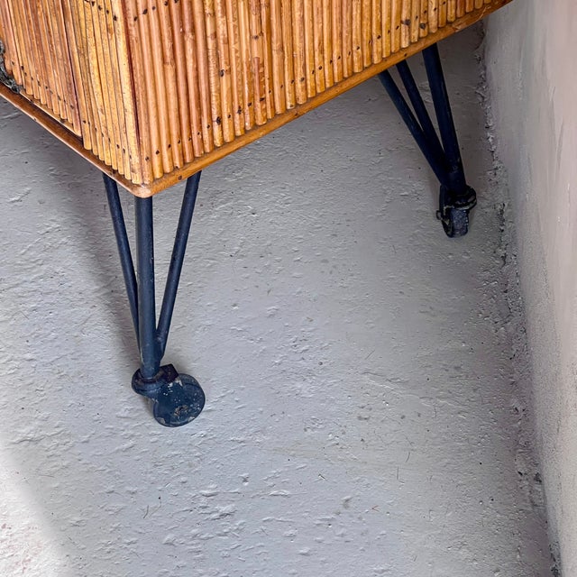 Mid‑Century French Bamboo Drinks Cabinet on Cast Iron Legs, 1950s For Sale - Image 10 of 12