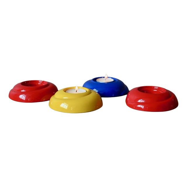 Glazed Ceramic Candleholders from Scheurich, 1980s, Set of 4 For Sale