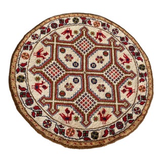 Kazak Style Hand Knotted Round Tribal Rug For Sale