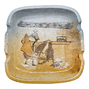 Early Nalda Pottery Bullfighter Ashtray Spain Incised Mark a-420 Matador Bull Nr