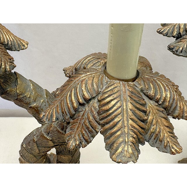 Vintage Coastal Double Crossed Palm Tree Table Lamps- A Pair For Sale - Image 13 of 18