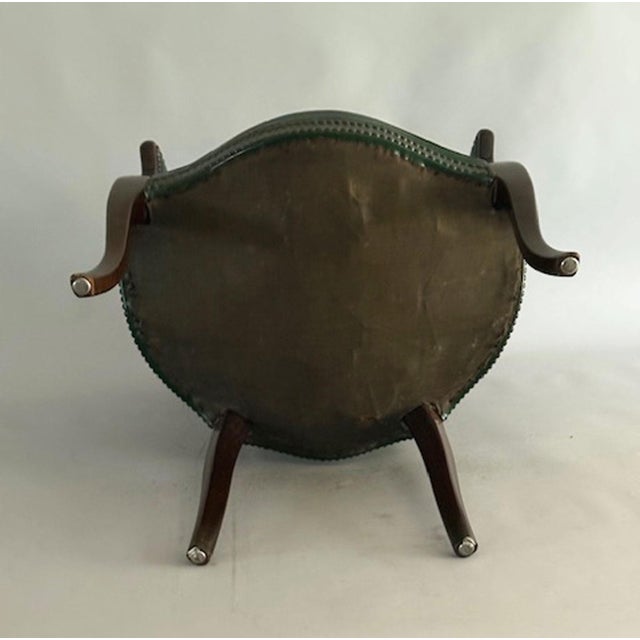 Dark Green Early 19th Century Georgian Mahogany Leather Tub Chair For Sale - Image 8 of 8