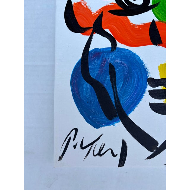 Abstract Abstract Geometric Portrait Painting on Canvas, Peter Keil For Sale - Image 3 of 4