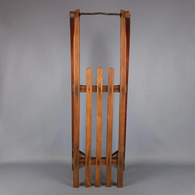 Brown Vintage Wooden Metal Sled, 1940 For Sale - Image 8 of 17