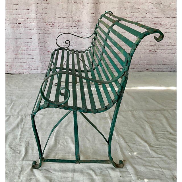 Hannecke Company Green Iron Garden Bench For Sale In Tampa - Image 6 of 9