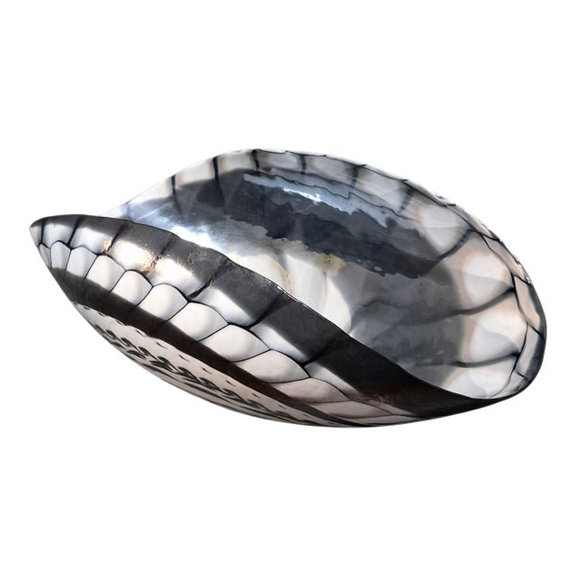 Murano Venezia Art Glass Large Sea Shell Center Piece Bowl W/Original Label For Sale