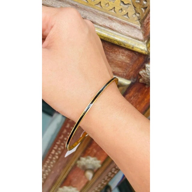 Gold Black Enamel 18k Yellow Gold Bangle for Women For Sale - Image 8 of 11