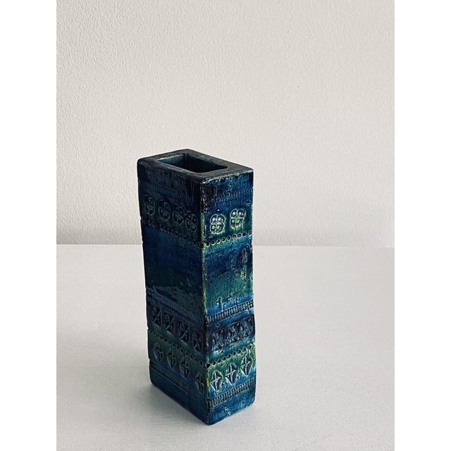 Ceramic Rimini Blue Vase by Aldo Londi for Bitossi, Italy For Sale - Image 7 of 15