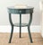 Round Pedestal End Table & Drawer in Steel Teal For Sale - Image 4 of 5