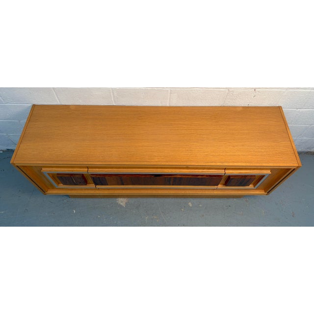 Wood Mid 20th Century Milo Baughman Style Brutalist Mid Century Oak and Chrome Lowboy Dresser For Sale - Image 7 of 14